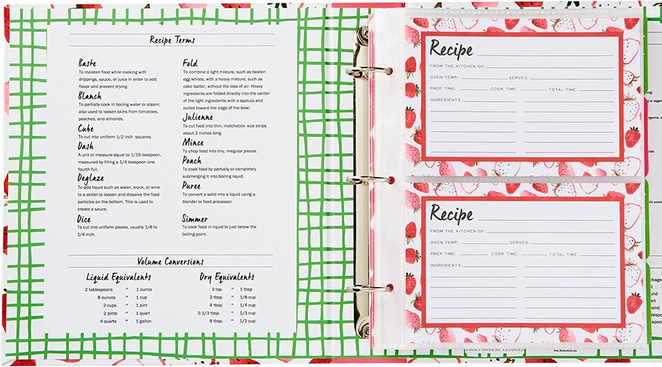 Strawberry Fields Recipe Book 3-Ring Card Pocket Binder 9 x 9.4 L" Item image 4