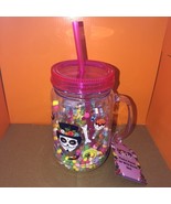 Halloween Plastic Mason Jar With Handle &amp; Straw 18 Oz Hand Wash  New Wit... - $10.69