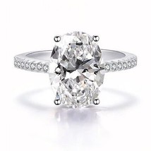 Anello placcato in oro bianco 14 carati con gemma moissanite naturale a... - £281.59 GBP