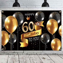 Happy 60Th Birthday Backdrop Banner - 60 Birthday Party Decorations Supp... - £18.69 GBP