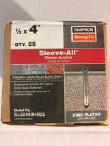 Simpson Strong-Tie SL50400HR25 ~ 1/2&quot; x 4&quot; Sleeve-All ~ Sleeve Anchor ~ 25 pack! - £19.66 GBP