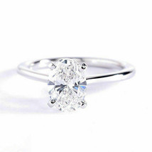 Solitaire Engagement Ring 1.50Ct Oval Simulated Diamond 14k White Gold Size 5.5 - £193.18 GBP