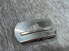Vintage USS Mississippi CGN-40 Belt Buckle US Navy Ship Veteran Chrome S... - $39.59