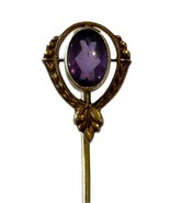 Antique 14K Yellow Gold Stick Pin Amethyst Color Cabochon Stone Art Nouv... - $264.58 CAD