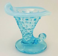 Fenton Hobnail Small Ruffled Glass Vase Blue Opalescent Cornucopia - £15.60 GBP