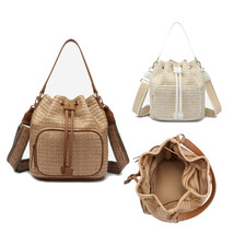 Women&#39;s Straw Drawstring Bucket Handbag - £55.14 GBP+