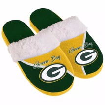 GreenBay Packers Womens Colorblock Fur Slide Slippers NFL - £17.34 GBP