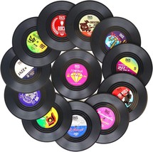 Funny Coasters For Drinks | Set Of 12 Vinyl Records Disk Music Lover Drink - £23.93 GBP
