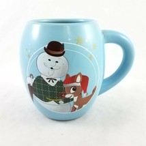 Rudolph The Red Nosed Reindeer Sam Snowman Christmas Mug Cup Blue Ceramic - £19.72 GBP