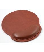 Ergonomic Non-Slip Base Leather Mouse Pad With Wrist Rest Support - Brown - £19.48 GBP