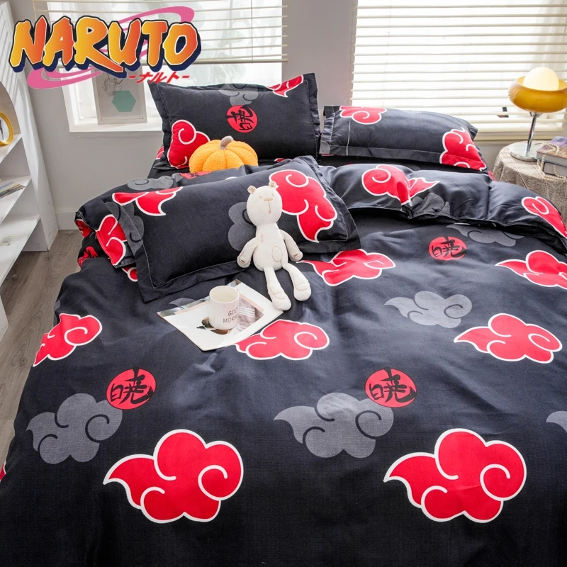 Naruto Akatsuki Bed 3/4cps Bedding Set Anime Prints Summer Winter Blankets For - £29.83 GBP+