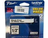 NEW 2 Pack Brother P-Touch TZe-231 1/2&quot; Black Print White Tape TZ231 TZ-231 - £12.45 GBP