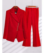 Autumn Winter Long Sleeve Women Formal Pant Suit Female Ladies Red Black... - £83.25 GBP