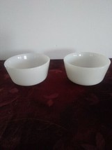 Set Of 2 Anchor Hocking Fire King White Milk Glass Custard Cups - £12.65 GBP
