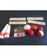 10 ASSORTED BOBBERS FOR FISHING &amp; 4 NIP BOBBER STOPS - $13.81