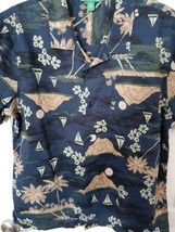 Men&#39;s DIP Hawaiian Short Sleeve Button Shirt Large Palm Trees Sailboat H... - $18.80