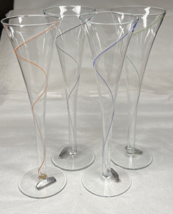 Vintage Tall Champagne Flutes Colony Swirl Hollow Stem Glasses 10&quot; Tall Set Of 4 - £33.58 GBP