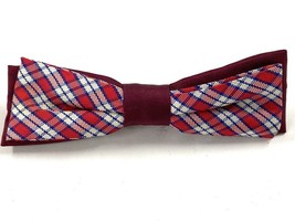 VintageRETRO  Boy’s Royal Clip On Bow Tie Plaid Red Blue  Rayon NYC - $19.60