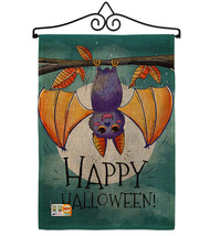 Happy Halloween Bat Burlap - Impressions Decorative Metal Wall Hanger Garden Fla - £27.15 GBP