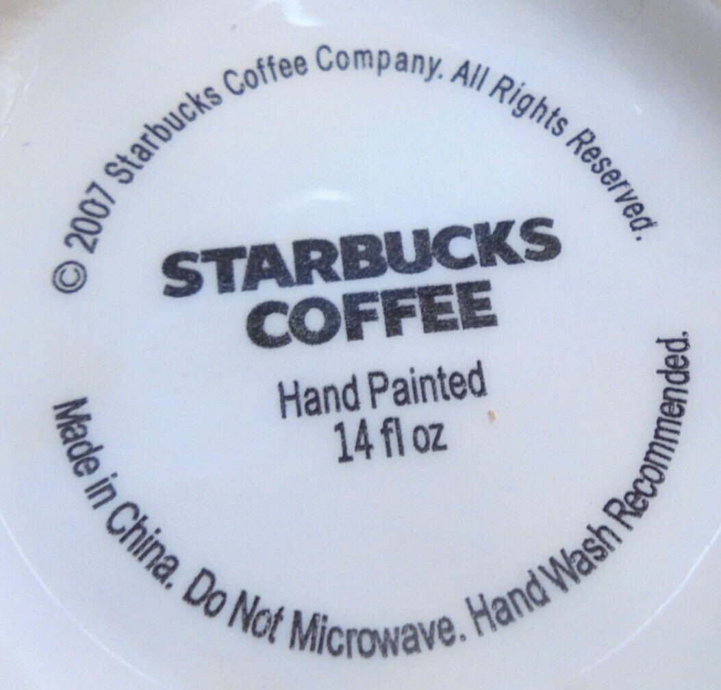Starbucks 2007 White Yellow Starburst Flower Coffee Tea Mug Hand Painted RARE Item image 11