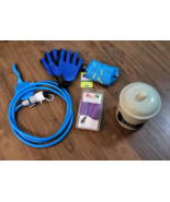 DOG SUPPLY LOT - bath hose scrub gloves raincoat in a bag rubber boots t... - $655.79 MXN
