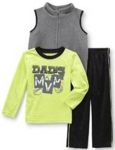 Boys Pants Shirt Vest 3 Pc Sports Athletic Green Black Dads MVP Winter-sz 4T - $19.80