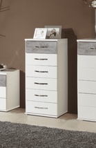 Ramina Concrete Grey And White Narrow Chest of Drawers - £227.72 GBP