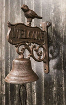 Cast Iron Rustic Western Country Bird Welcome Sign Door Wall Dinner Yard Bell - £25.94 GBP
