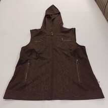 Zenergy by Chico's RN#79984 Women's Brown Full Zip Hooded Vest Pockets Size 2 image 13