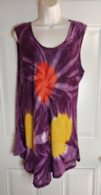 India Boutique Sleeveless Tie Dye Boho Scoop Neck Mini Dress Free Size - $9.49
