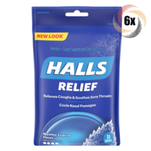 6x Bags HALLS Relief Menthol Flavor Soothing Cough Drops | 30 Drops Per Bag - £23.08 GBP