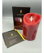 Luminara Burgundy Cinnamon Scented Pillar Real Flame Effect Wax Candle 3... - €25,50 EUR