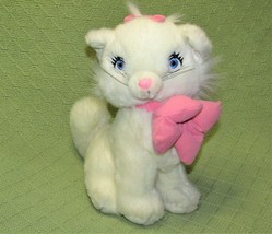 Disney Marie Cat Plush White 10&quot; Stuffed Animal Aristocats Big Pink Bow Sitting - £3.53 GBP