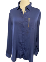 Lauren Ralph Lauren Petite Navy Long Sleeve Blouse Size PL - $177.98 MXN