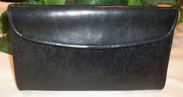 Coach Wallet Vintage 90s Water Buffalo Leather Long Flap Wallet Classic Black - £33.75 GBP