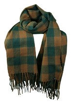 WeSC Unisex Odin Green Brown Checker Woven Acrylic Winter Scarf Shawl B405933 NW - £7.97 GBP