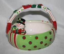 Fitz & Floyd Merry Christmas Snowman Basket New in Box - $22.00
