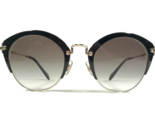 Miu Sunglasses SMU 53R 1AB-0A7 Black Gold Round Frames with Brown Lenses - $186.70