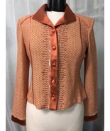 St John Women&#39;s Blazer Apricot Tweed Terracotta Jeweled Glitter Size 4 N... - £513.98 GBP