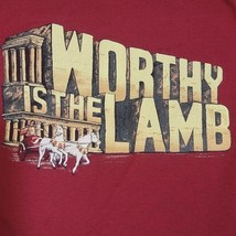 Vintage Worthy is the Lamb Christian Jesus Maroon Shirt Mens Sz M - $35.77