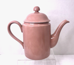 1978 FITZ &amp; FLOYD Total Color Coral Peach Round Coffee Pot Excellent Shape - $29.21