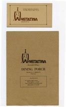 Wakitatina Dining Porch Menu + Card Danial Webster Highway Weirs New Hampshire  - £37.37 GBP