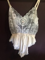Vintage Lily of France Teddy Sheer Lace Top Pink Satin Panty One Piece Size M - £23.30 GBP