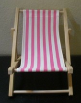 Build A Bear Workshop Pink &amp; White Stripe Beach Lounge Chair Adjustable - £16.78 GBP