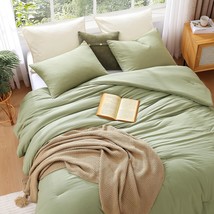 The Three-Piece Sage Green Soft Microfiber Bed In A Bag Queen Set From Wrensonge - £29.72 GBP