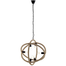 Modern Farmhouse Rope Orb Pendant Chandelier Light Fixture Black Metal S... - $169.95