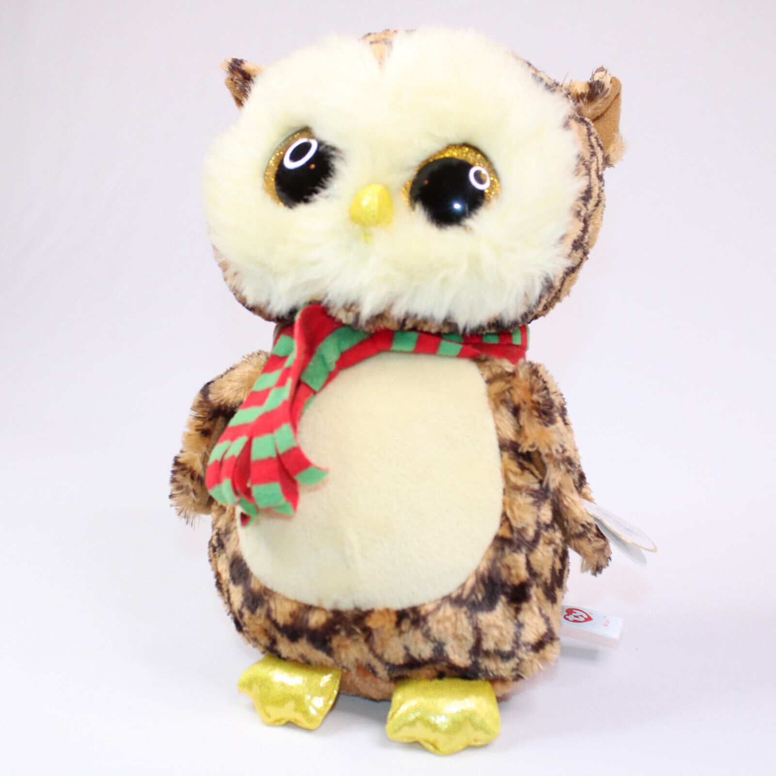 Ty Beanie Boos Wise The Owl Plush Stuffed Animal Gold Glitter Eyes Scarf... - $6.90