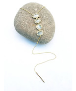 Luxurious Modern 3 stone drop Lariat necklace Gold Y chain bar gemstone ... - £59.86 GBP