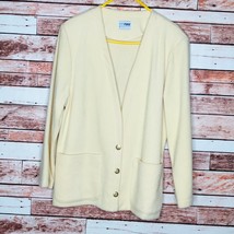 Vintage Russ by Russ Toggs Pale Yellow Cardigan Sweater 3 Button - £14.91 GBP