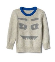 Baby Gap Boys Oatmeal Gray Blue Crew Neck Trim Long Sleeve Graphic Sweater 3 3T - £21.32 GBP